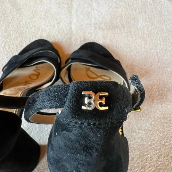 Sam Edelman Yancy Block Heel Ankle Strap Black Suede Shoes Size 10 - Picture 6 of 12